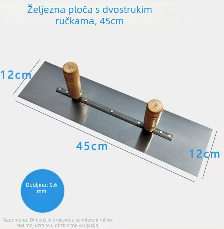 Plošna špatula s dvostrukim držačima, nehrđajući čelična podloga ploče, tijelo od aluminijske legure, podesiva ploča