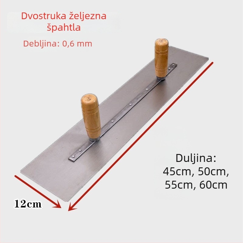 Plošna špatula s dvostrukim držačima, nehrđajući čelična podloga ploče, tijelo od aluminijske legure, podesiva ploča