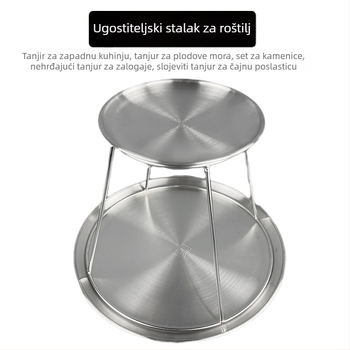 Azelay Lai nehrđajući čelik dvostruki sloj izložbeni stalak za sashimi i kamenice, neuvozeno, modernistički minimalistički stil