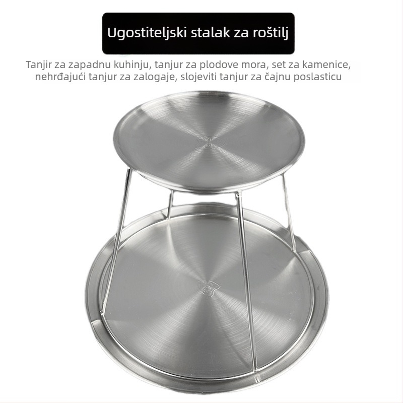 Azelay Lai nehrđajući čelik dvostruki sloj izložbeni stalak za sashimi i kamenice, neuvozeno, modernistički minimalistički stil