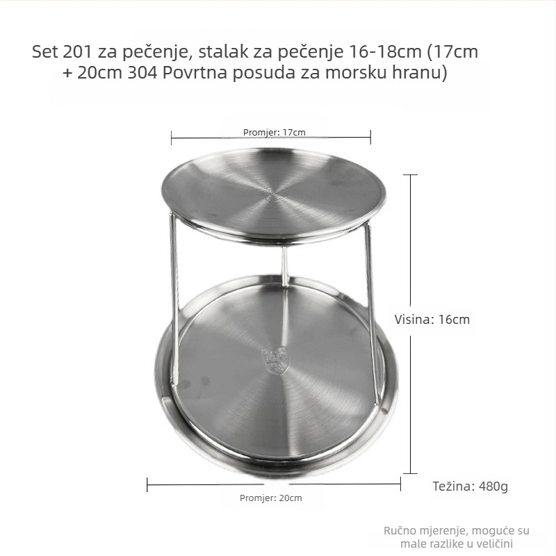 Azelay Lai nehrđajući čelik dvostruki sloj izložbeni stalak za sashimi i kamenice, neuvozeno, modernistički minimalistički stil