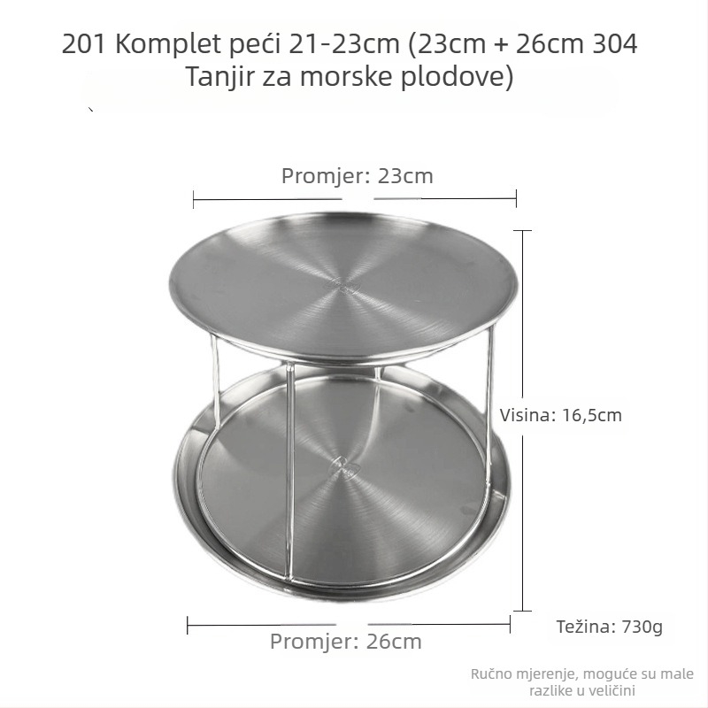 Azelay Lai nehrđajući čelik dvostruki sloj izložbeni stalak za sashimi i kamenice, neuvozeno, modernistički minimalistički stil