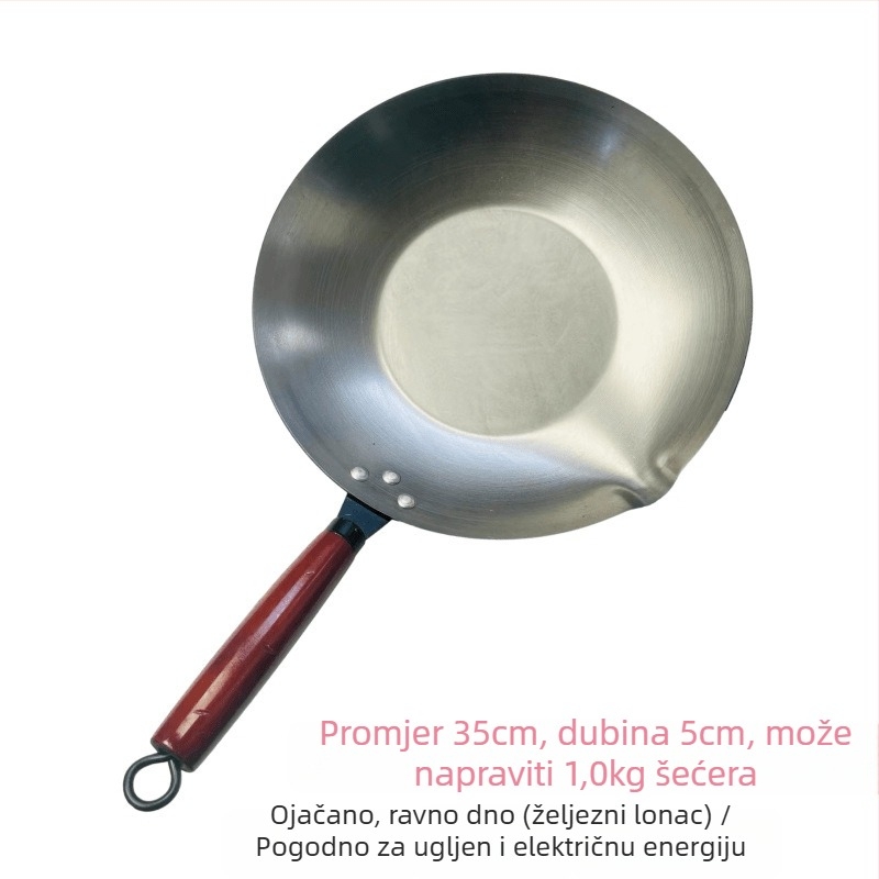 Wok od nehrđajućeg čelika, neprijanjajuća površina, model 35-40, dno s jednim slojem, univerzalni štednjak