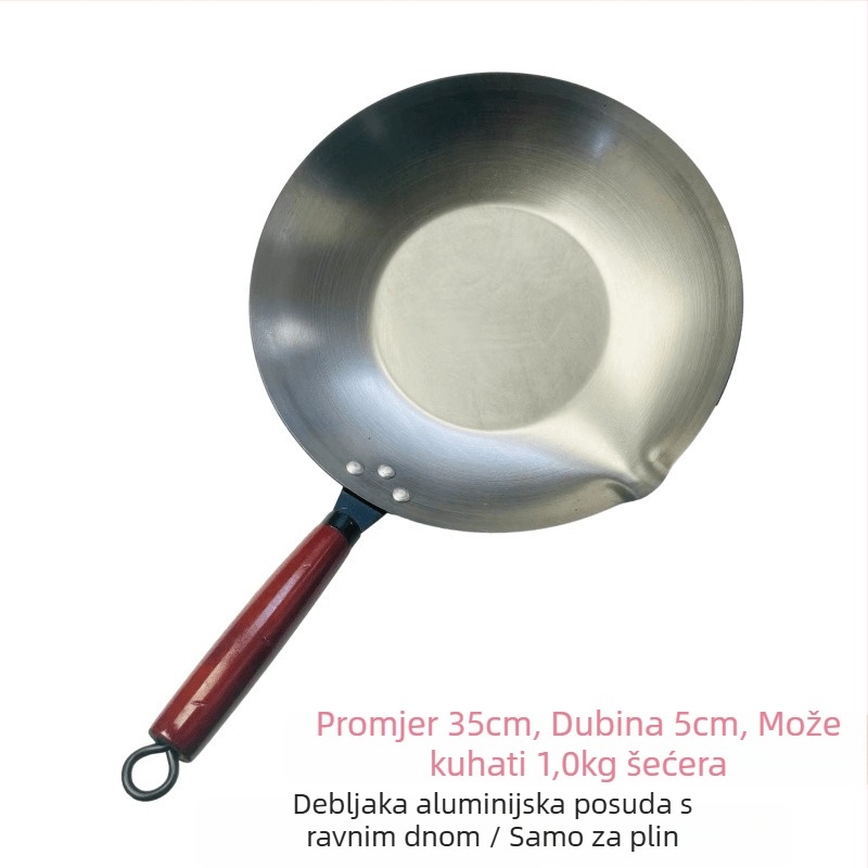 Wok od nehrđajućeg čelika, neprijanjajuća površina, model 35-40, dno s jednim slojem, univerzalni štednjak