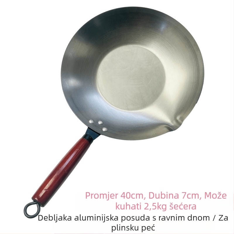 Wok od nehrđajućeg čelika, neprijanjajuća površina, model 35-40, dno s jednim slojem, univerzalni štednjak