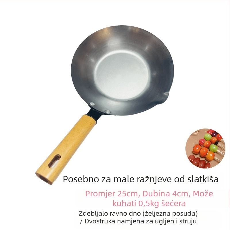Wok od nehrđajućeg čelika, neprijanjajuća površina, model 35-40, dno s jednim slojem, univerzalni štednjak