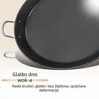Tiganj za grill od željeza s dvije ručke, ravno dno, bez premaza, za kućnu i komercijalnu upotrebu