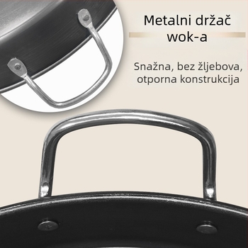 Tiganj za grill od željeza s dvije ručke, ravno dno, bez premaza, za kućnu i komercijalnu upotrebu