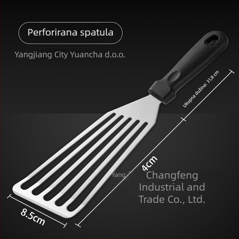 Set žlica i spatula od nehrđajućeg čelika s otpornošću na visoke temperature i PP držačima