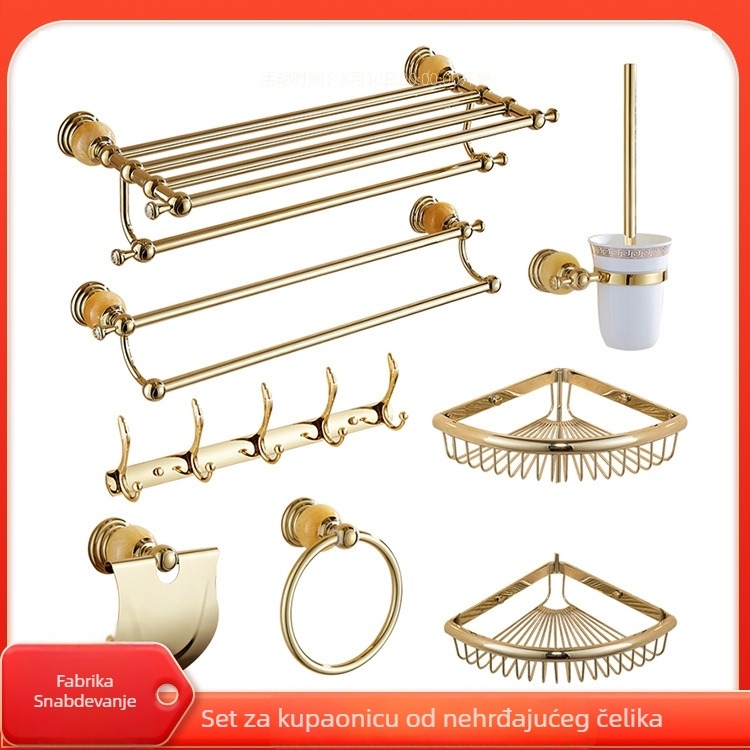 Držač za ručnike od nehrđajućeg čelika, zidni, elektroplatinirani završetak, stil pristupačnog luksuza, set od šest komada ili više
