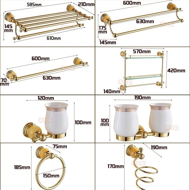 Držač za ručnike od nehrđajućeg čelika, zidni, elektroplatinirani završetak, stil pristupačnog luksuza, set od šest komada ili više