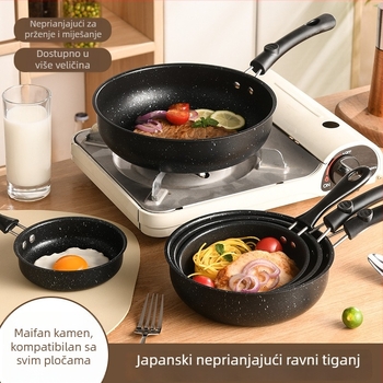 Mini tava od lijevanog željeza s non-stick premazom, bezdimna, za jaja i palačinke, kompatibilna s indukcijom i plinskim štednjakom