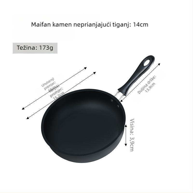 Mini tava od lijevanog željeza s non-stick premazom, bezdimna, za jaja i palačinke, kompatibilna s indukcijom i plinskim štednjakom