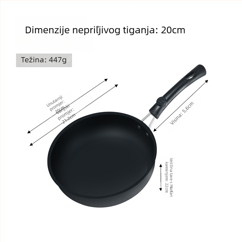 Mini tava od lijevanog željeza s non-stick premazom, bezdimna, za jaja i palačinke, kompatibilna s indukcijom i plinskim štednjakom