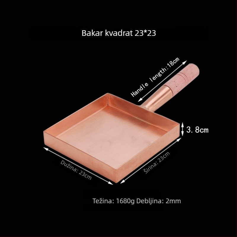 Tava za prženje od bakra, japanskog stila, jednovodno dno, pogodna za plinsku kuhinju