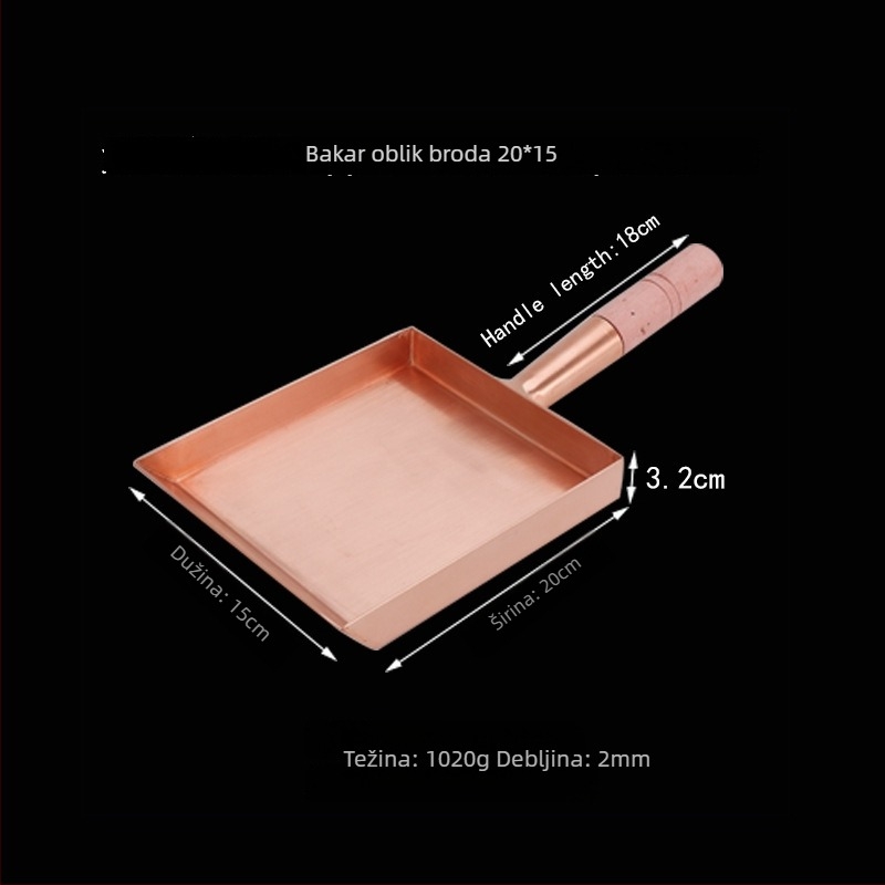 Tava za prženje od bakra, japanskog stila, jednovodno dno, pogodna za plinsku kuhinju