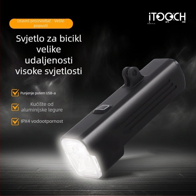 Prednje svjetlo za bicikl za noćnu vožnju: visoka svjetlost, vodootporno, USB-C punjenje, punjivo, podesiva snop za planinske i cestovne bicikle (USB-C punjenje, podesiva snop, montaža visećim držačem)