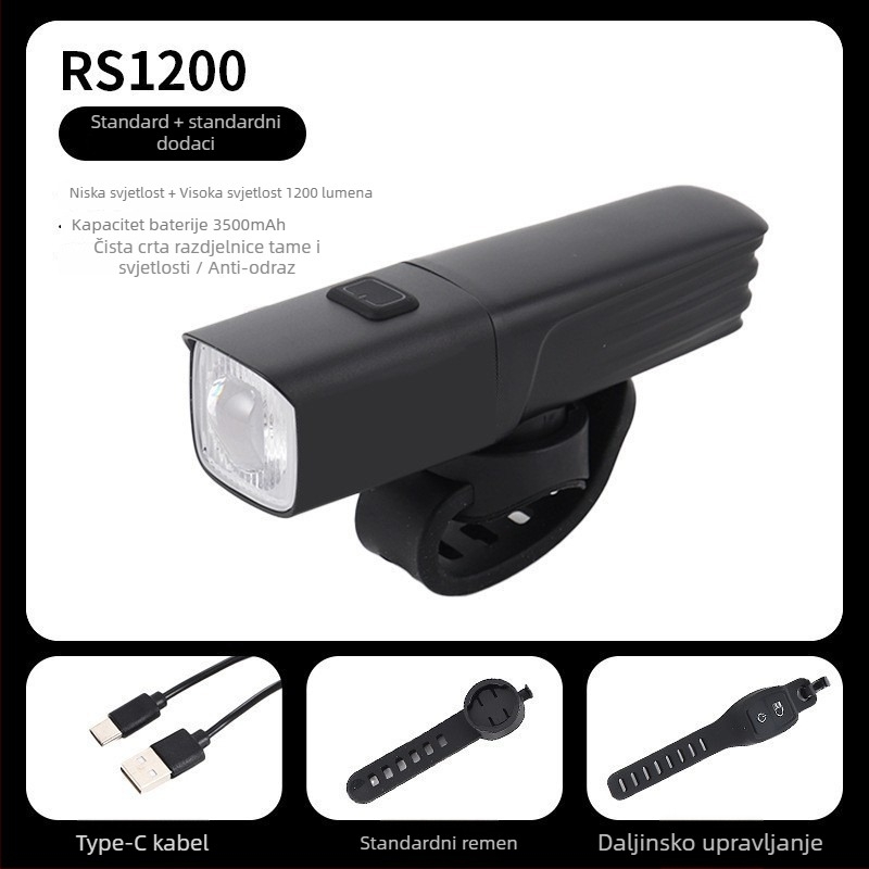 Prednje svjetlo za bicikl za noćnu vožnju: visoka svjetlost, vodootporno, USB-C punjenje, punjivo, podesiva snop za planinske i cestovne bicikle (USB-C punjenje, podesiva snop, montaža visećim držačem)