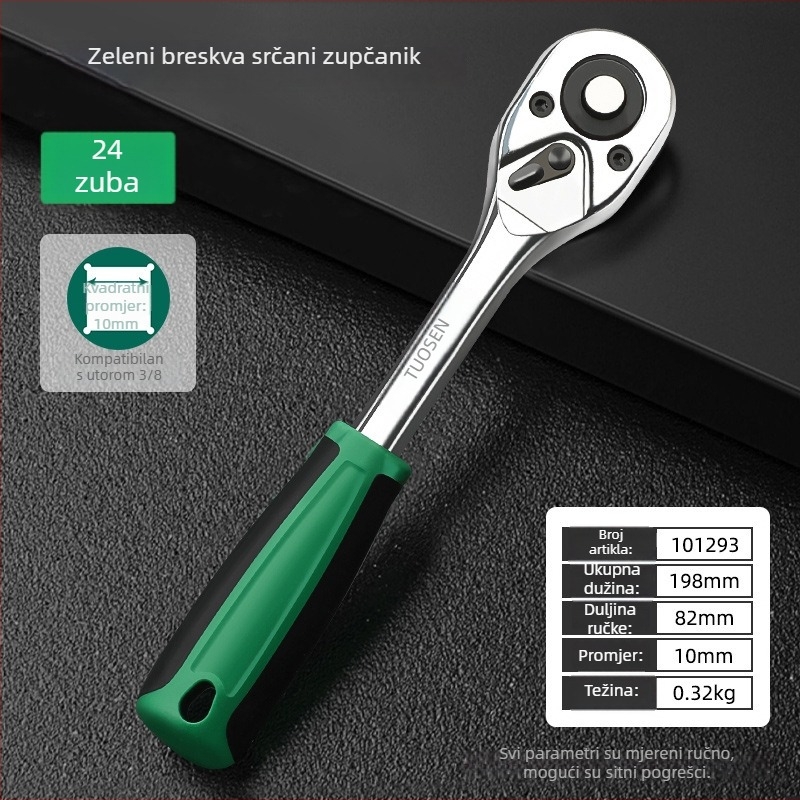 Kratki udarni ključ s šestougaonim glavom, produžni štap i univerzalna spojka; materijal: krom-vanadij čelik; polirani završetak