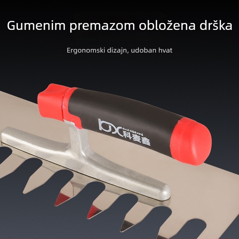 Dugački nehrđajući gleter za žbukanje s nazubljenim rubom za postavljanje pločica, Kehaixin, debljina 0.8 mm
