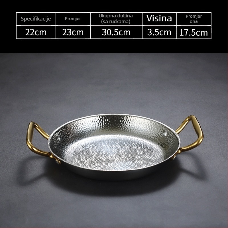 Tiganj od nehrđajućeg čelika s dvostrukom drškom, 304 nehrđajući čelik, kompatibilan s indukcijom, nelepivim premazom