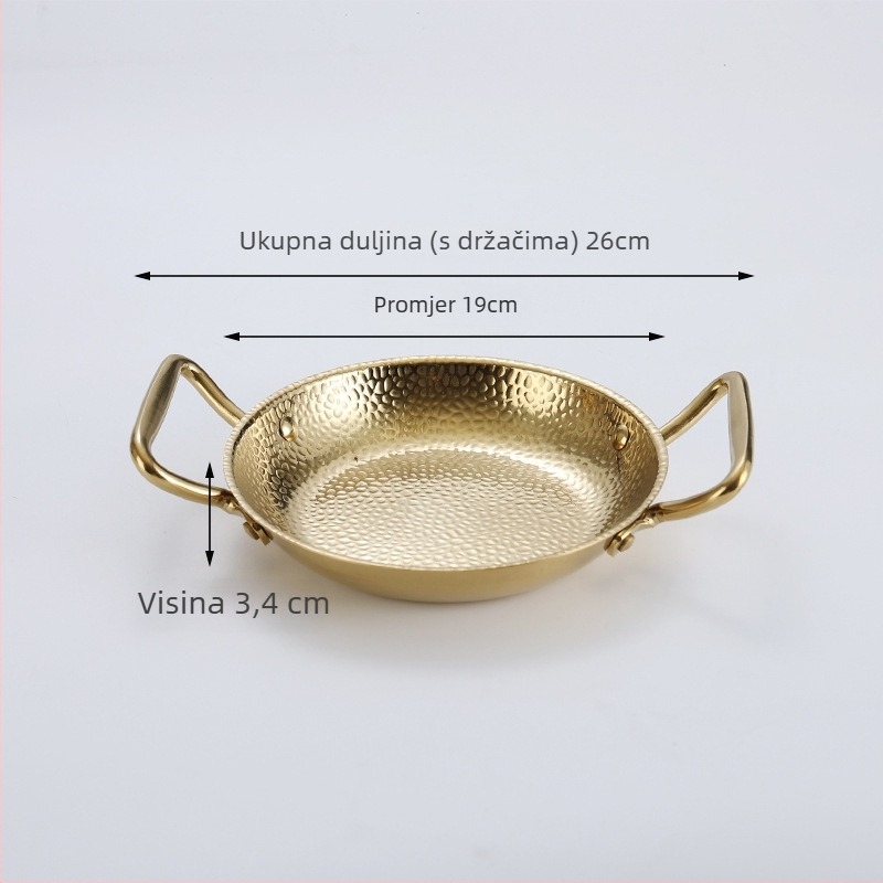 Tiganj od nehrđajućeg čelika s dvostrukom drškom, 304 nehrđajući čelik, kompatibilan s indukcijom, nelepivim premazom