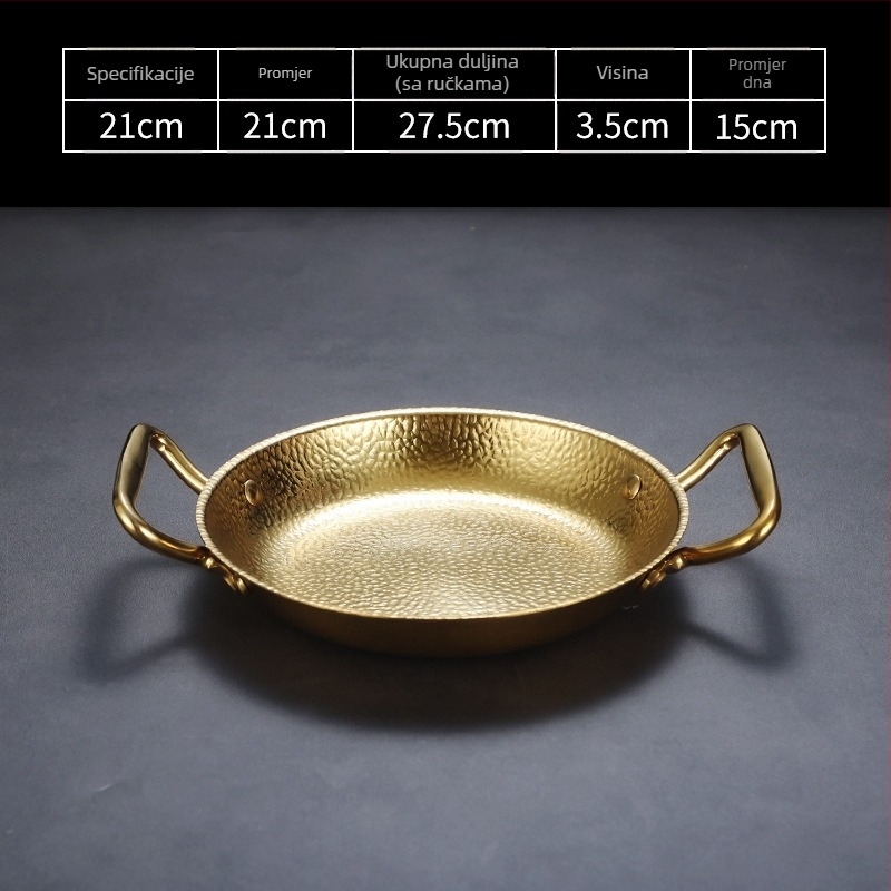 Tiganj od nehrđajućeg čelika s dvostrukom drškom, 304 nehrđajući čelik, kompatibilan s indukcijom, nelepivim premazom