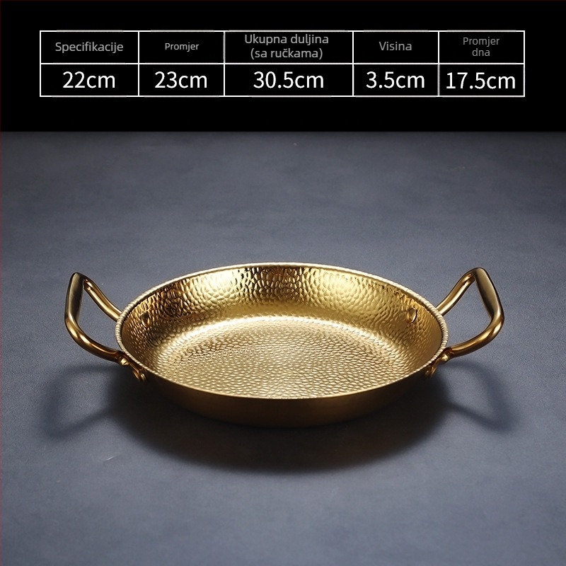 Tiganj od nehrđajućeg čelika s dvostrukom drškom, 304 nehrđajući čelik, kompatibilan s indukcijom, nelepivim premazom