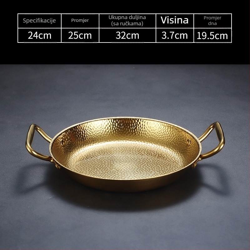 Tiganj od nehrđajućeg čelika s dvostrukom drškom, 304 nehrđajući čelik, kompatibilan s indukcijom, nelepivim premazom