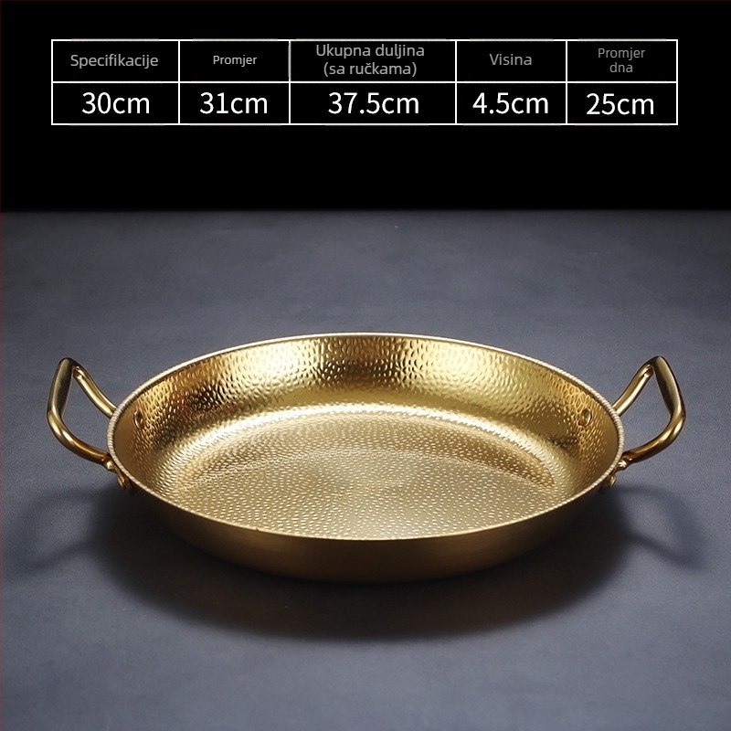 Tiganj od nehrđajućeg čelika s dvostrukom drškom, 304 nehrđajući čelik, kompatibilan s indukcijom, nelepivim premazom