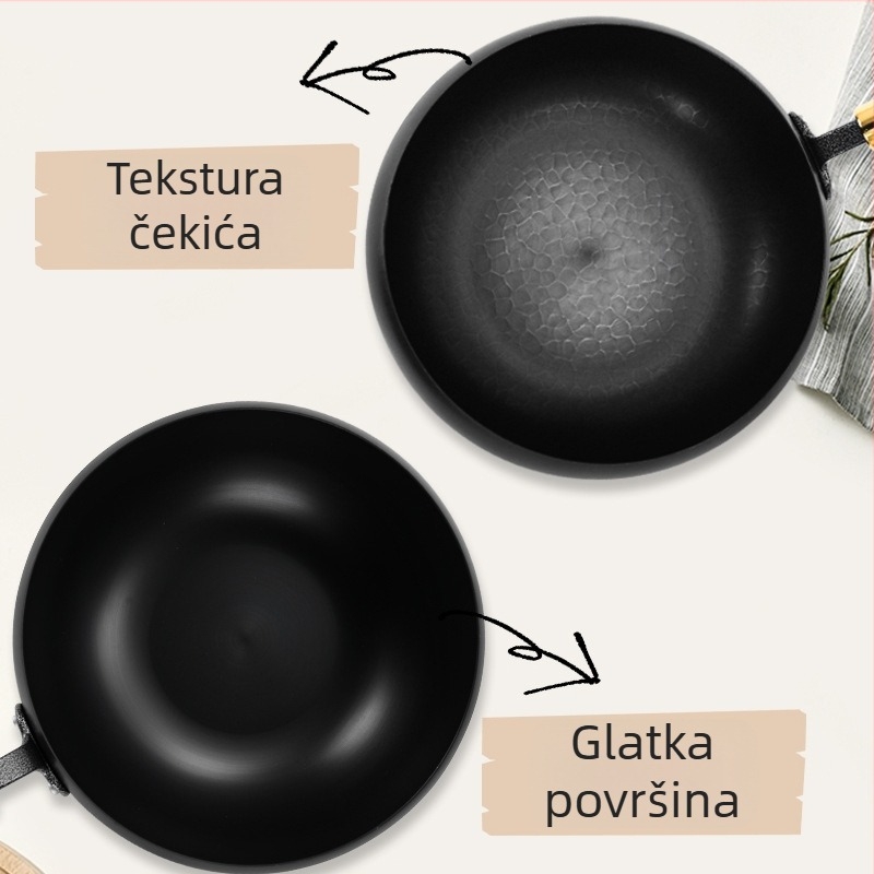 Željezni wok s ravnim dnom (staklena poklopca, 4 kg, višenamjenski)