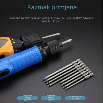 Set bitova za električni odvijač s magnetskom križnom glavom, produžena duljina, hex pogon kompatibilan, materijal: ljubičasto sandalovo drvo