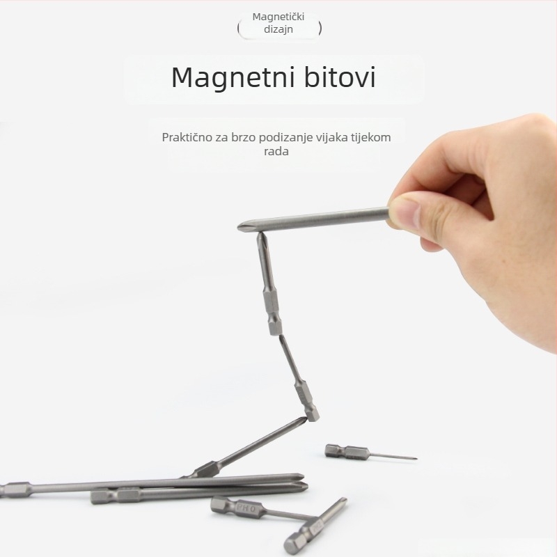 Set bitova za električni odvijač s magnetskom križnom glavom, produžena duljina, hex pogon kompatibilan, materijal: ljubičasto sandalovo drvo