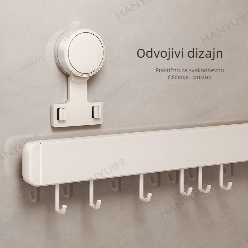 Kuhinjska vješalica za zid s usisnim čašicama, 12 kuka, Space Aluminum + ABS, moderni minimalistički dizajn, nosivost 5–10 kg