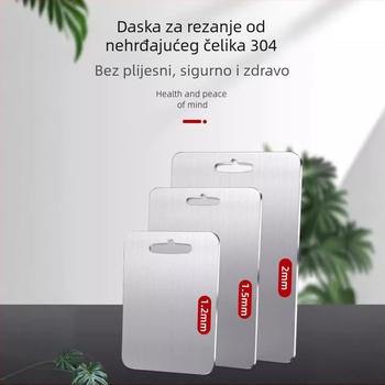 Nehrđajući čelična debela dvostruka daska za rezanje — za vješanje, prijenosna, antibakterijska, protuklizna, otporna na toplinu