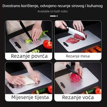 Nehrđajući čelična debela dvostruka daska za rezanje — za vješanje, prijenosna, antibakterijska, protuklizna, otporna na toplinu