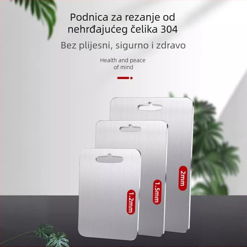 Nehrđajući čelična debela dvostruka daska za rezanje — za vješanje, prijenosna, antibakterijska, protuklizna, otporna na toplinu