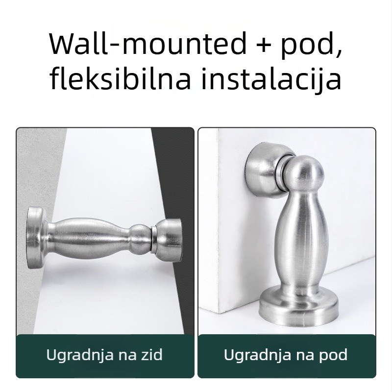 Nehrđajući čelični stopper za vrata sa zidnim montažom, oblik vaze s perlicama, moderni minimalistički dizajn za unutarnja vrata