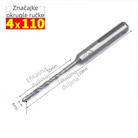 Vrtni bit za bušilicu s okruglom glavom i okruglom ručkom, bez šesterokuta, za betonske zidove