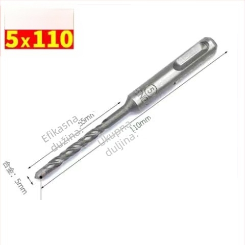 Vrtni bit za bušilicu s okruglom glavom i okruglom ručkom, bez šesterokuta, za betonske zidove