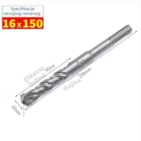 Vrtni bit za bušilicu s okruglom glavom i okruglom ručkom, bez šesterokuta, za betonske zidove