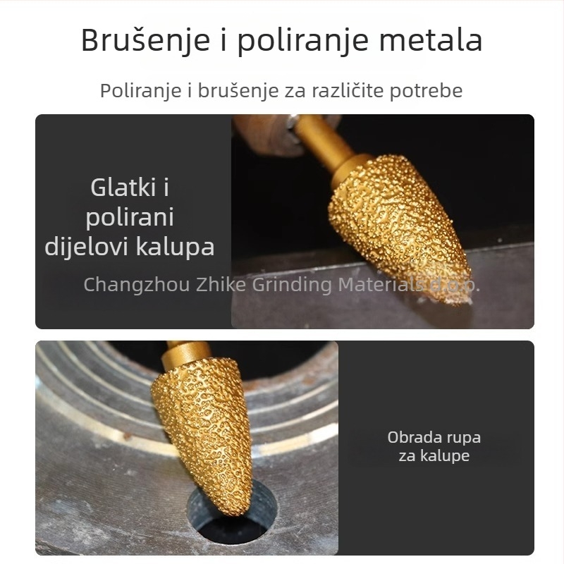 Dijamantno zavarena glava za brušenje za električnu bušilicu – Xin Yilong, Materijal: Gold steel sand