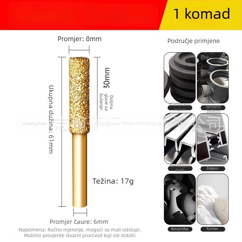 Dijamantno zavarena glava za brušenje za električnu bušilicu – Xin Yilong, Materijal: Gold steel sand