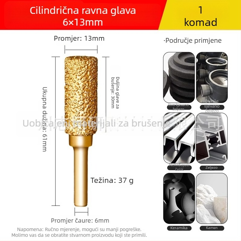 Dijamantno zavarena glava za brušenje za električnu bušilicu – Xin Yilong, Materijal: Gold steel sand