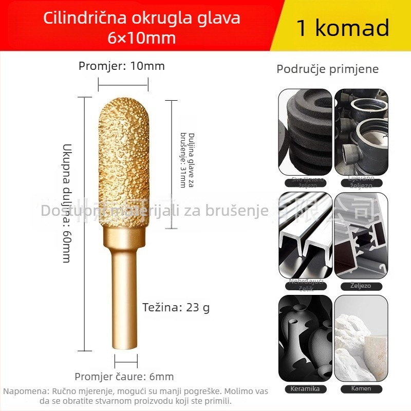 Dijamantno zavarena glava za brušenje za električnu bušilicu – Xin Yilong, Materijal: Gold steel sand