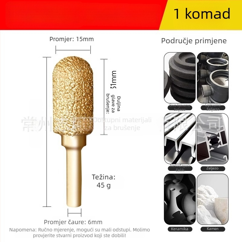 Dijamantno zavarena glava za brušenje za električnu bušilicu – Xin Yilong, Materijal: Gold steel sand