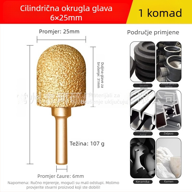 Dijamantno zavarena glava za brušenje za električnu bušilicu – Xin Yilong, Materijal: Gold steel sand