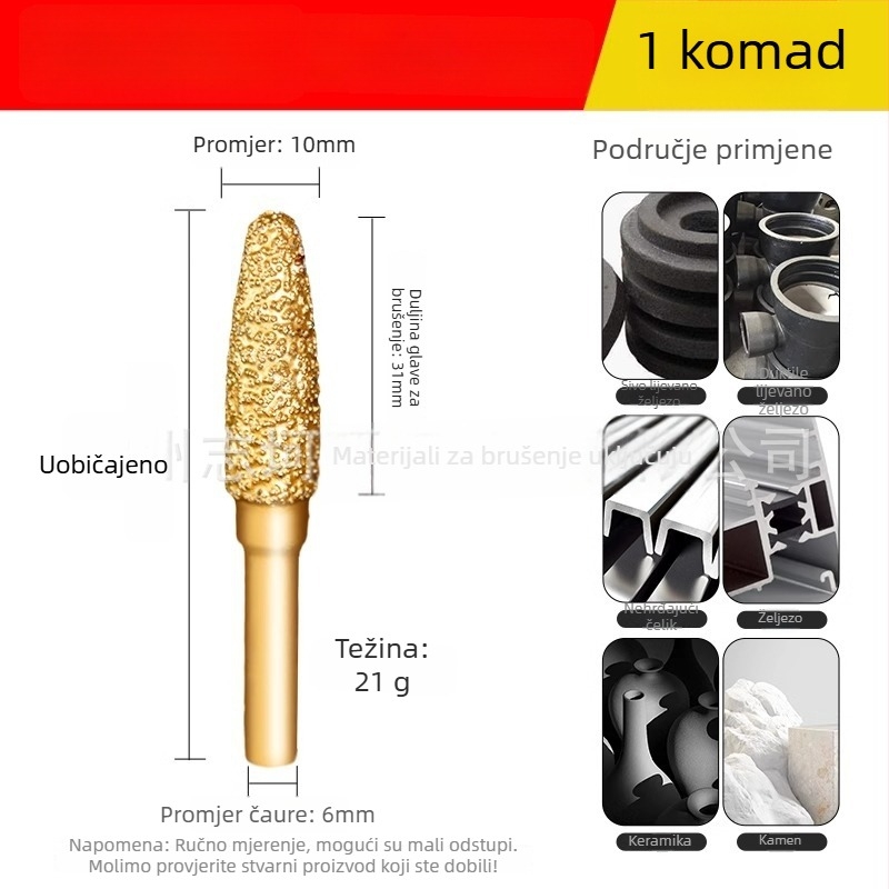 Dijamantno zavarena glava za brušenje za električnu bušilicu – Xin Yilong, Materijal: Gold steel sand