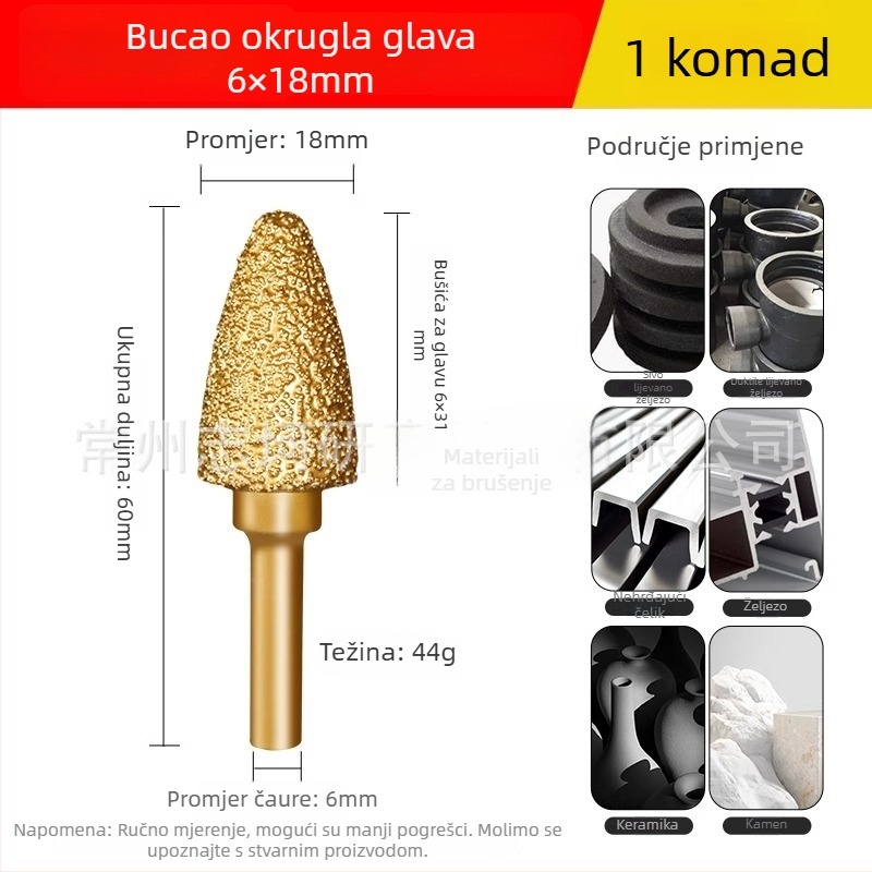 Dijamantno zavarena glava za brušenje za električnu bušilicu – Xin Yilong, Materijal: Gold steel sand