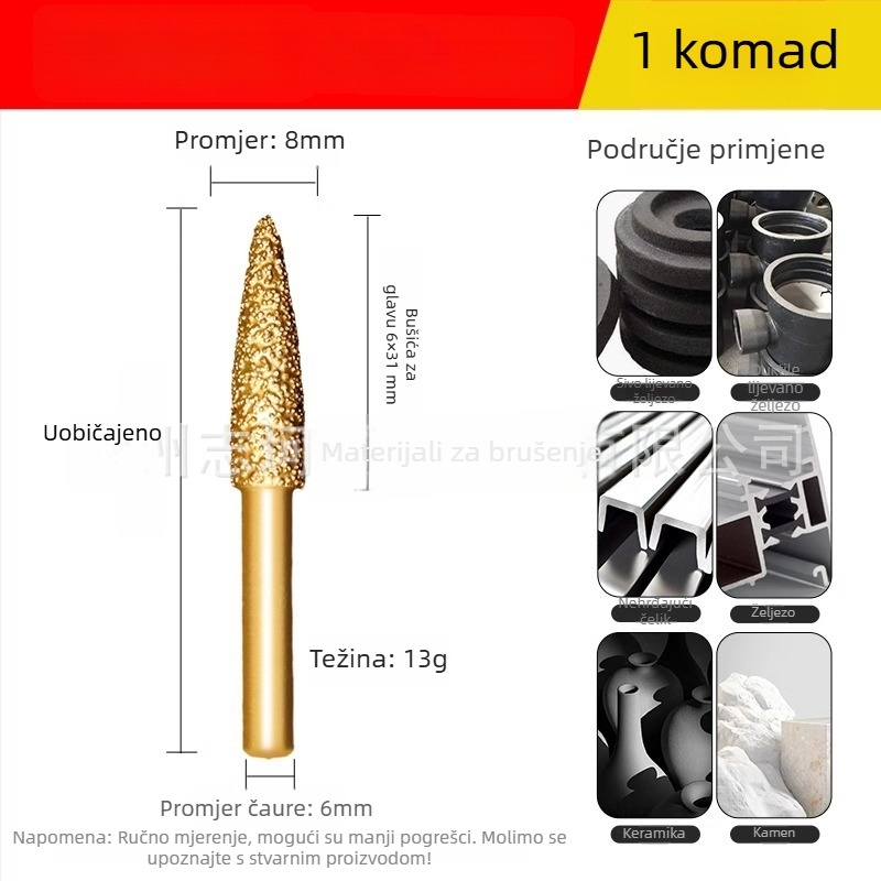 Dijamantno zavarena glava za brušenje za električnu bušilicu – Xin Yilong, Materijal: Gold steel sand